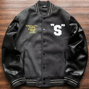 Stussy Big S Letterman Grey Jacket